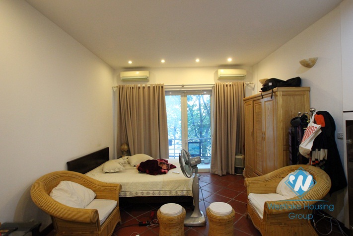 Lake view one bedroom for lease in Truc Bach area, quiet location